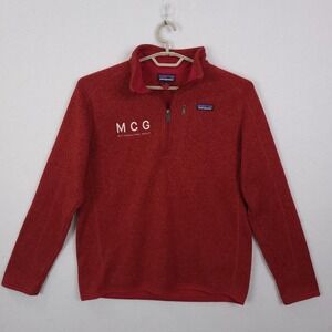 Patagonia Sweater Mens Medium Red Better Sweater 1/4 Zip Fleece Pullover Logo